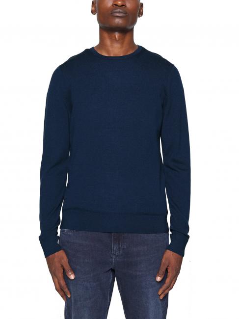 CALVIN KLEIN SUPERIOR WOOL Pulover din lana cu gat rotund Calvin Navy - Pulovere pentru bărbați