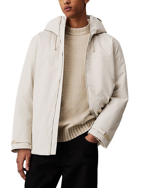 CALVIN KLEIN CK JEANS Jachetă cu glugă din material tehnic pelican - Geci de bărbați