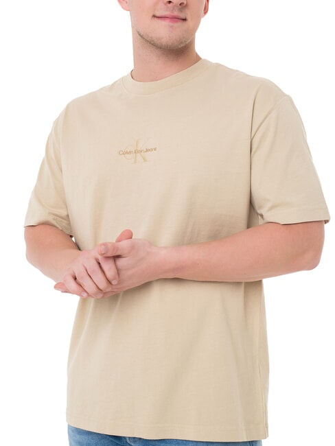 CALVIN KLEIN CK JEANS Tricou monolog spălat cu mânecă scurtă kaki pal - tricou