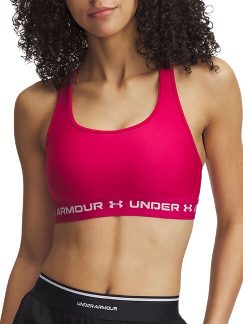 UNDER ARMOUR CROSSBACK MID Sutien sport fuchsia umbrită - Lenjerie de corp pentru femei