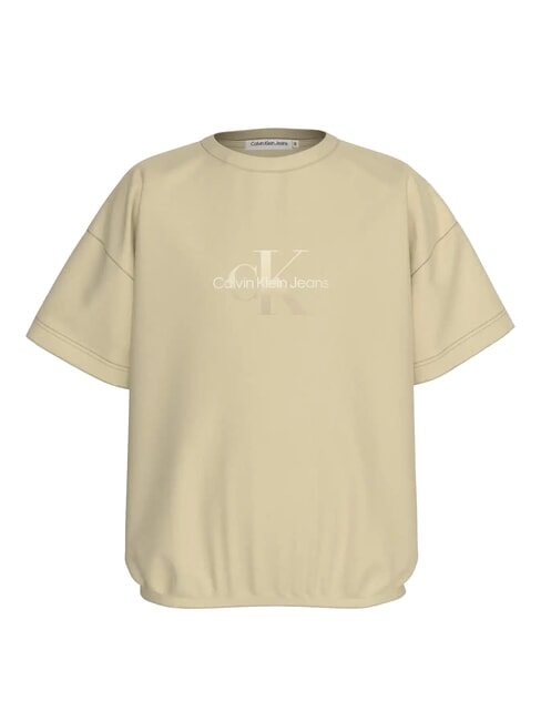CALVIN KLEIN CK KIDS Tricou cu mânecă scurtă din bumbac elastic kaki pal - Tricou copil
