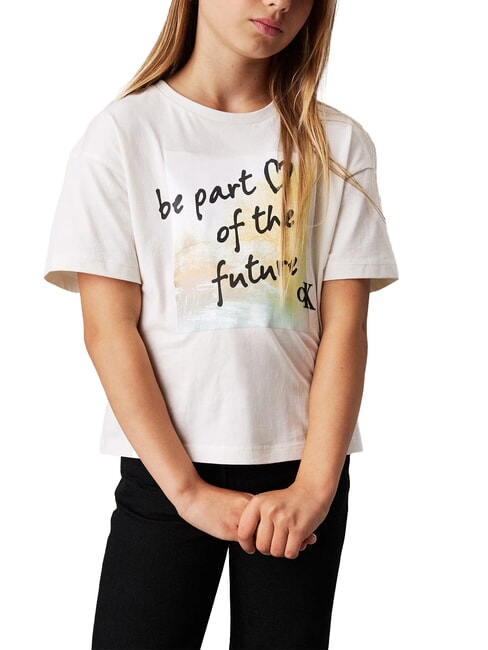 CALVIN KLEIN CK KIDS Tricou cu mânecă scurtă și imprimeu fildeş - Tricou copil