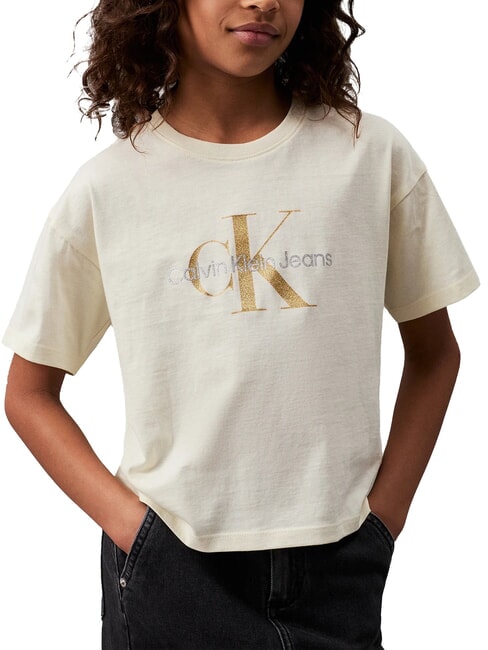 CALVIN KLEIN CK KIDS Tricou cu mânecă scurtă și logo cu sclipici amurg - Tricou copil