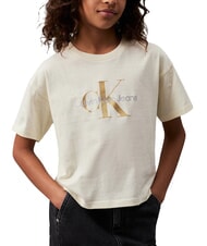 CALVIN KLEIN CK KIDS Tricou cu mânecă scurtă și logo cu sclipici - Tricou copil