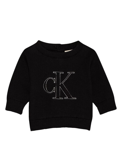 CALVIN KLEIN CK KIDS Pulover cu guler rotund pentru nou-născuți ck negru - Salopete și ținute pentru bebeluși