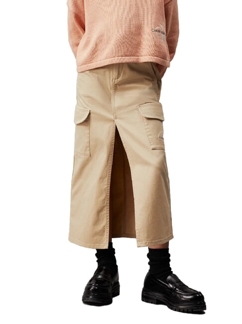 CALVIN KLEIN CK KIDS Fustă cargo cu crăpătură kaki pal - Fuste pentru fetițe