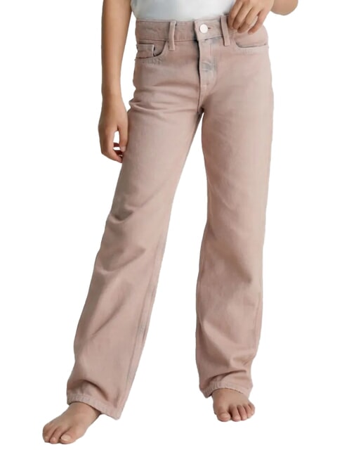 CALVIN KLEIN CK KIDS Blugi decolorați pentru fete vopsire excesivă în roz - Pantaloni pentru copii