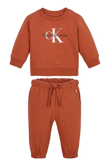 CALVIN KLEIN CK KIDS Hanorac și pantaloni pentru bebeluși castaniu - Salopete și ținute pentru bebeluși