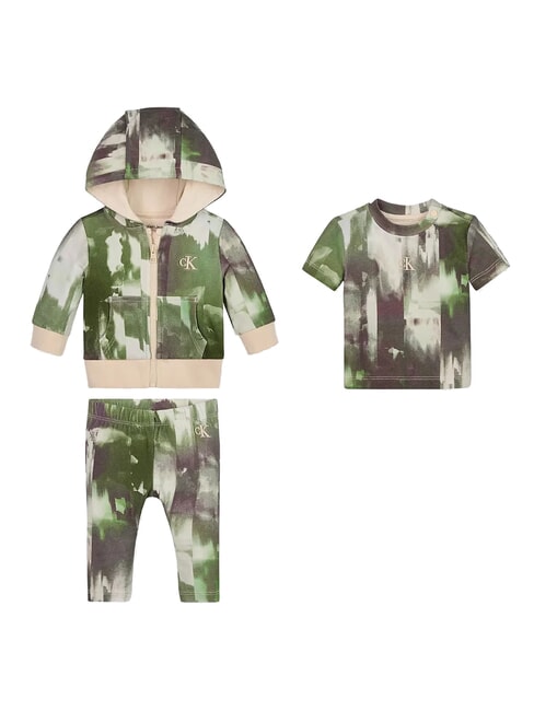 CALVIN KLEIN CK KIDS Set cadou 3 piese: tricou, pantaloni și hanorac pentru nou-născuți AOP holografic - Salopete și ținute pentru bebeluși