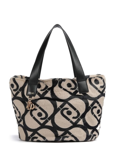 LIUJO VERRY Geantă hobo mare de pluș neutru/negru - Genți femei