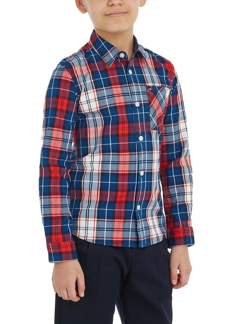 TOMMY HILFIGER TH KIDS Tartan Cămașă de bumbac cec albastru - cămăși pentru copii