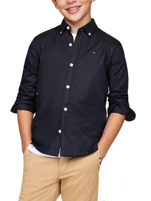 TOMMY HILFIGER TH KIDS Cămașă cu mânecă lungă din bumbac cerul deșertului - cămăși pentru copii