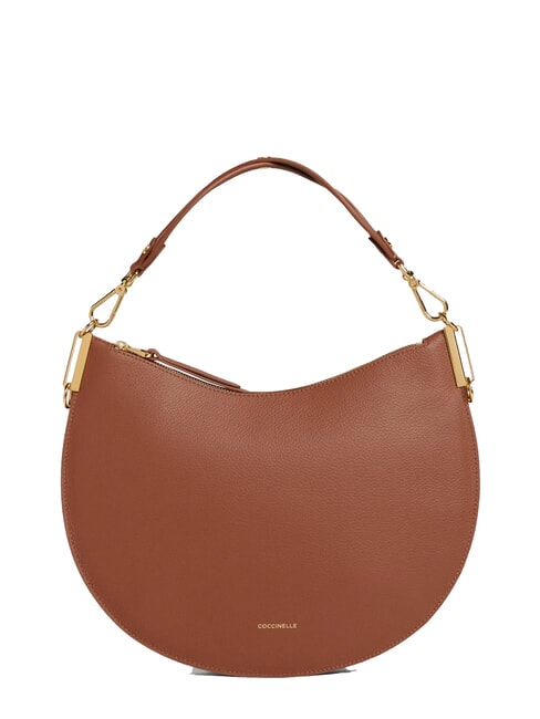 COCCINELLE SUNUP Geantă de umăr medie din piele coniac/negru - Genți femei