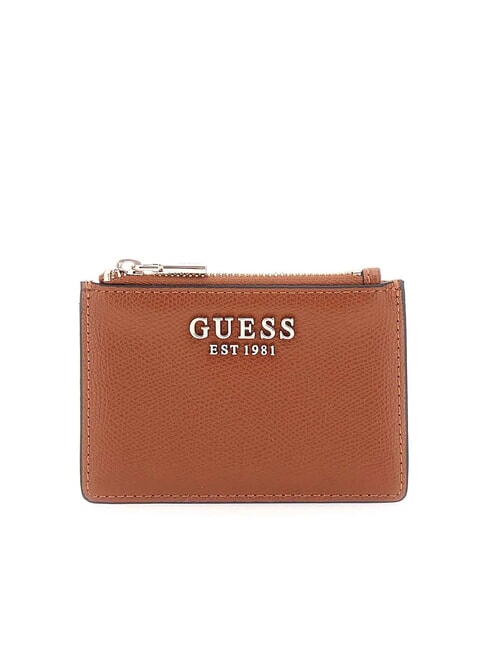 GUESS AMORETTE Suport plat pentru carduri cu fermoar COGNAC - Portofele femei