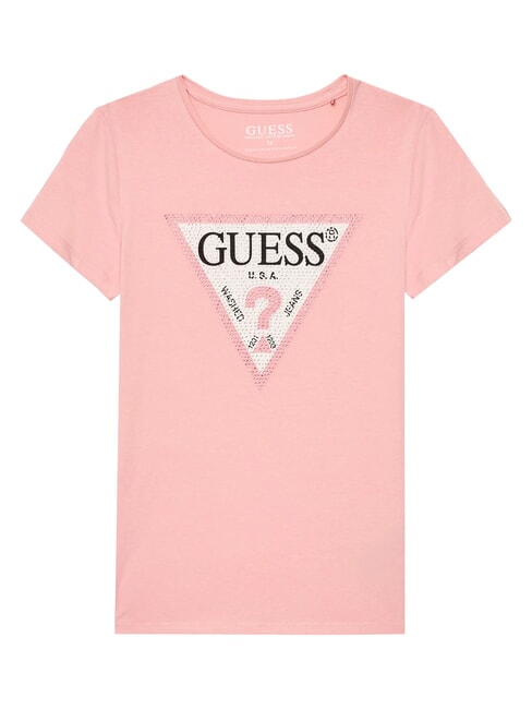 GUESS KIDS Tricou cu mânecă scurtă și strasuri roz dulce - Tricou copil