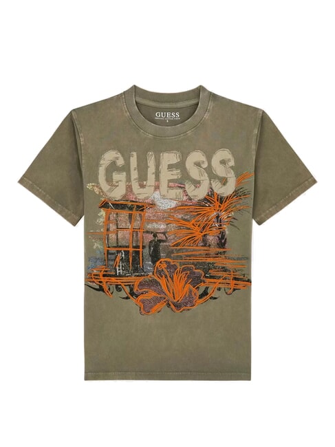 GUESS KIDS Tricou cu mânecă scurtă verde mușchi - Tricou copil