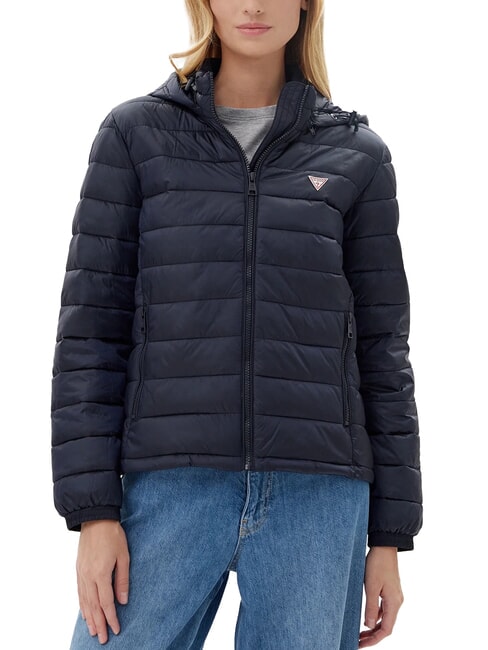 GUESS JEANS PACKABLE Jachetă ușoară din puf cu glugă ocean îndrăzneț - Jachete de puf pentru femei