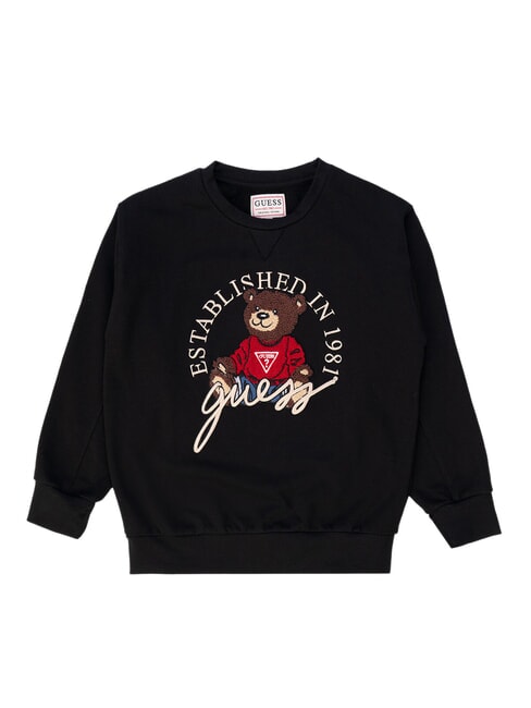 GUESS KIDS ACTIVE Hanorac cu guler rotund și ursuleț de pluș jetbla - Hanorac pentru bebeluși