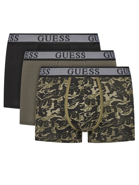 GUESS JOE 3 boxeri multicolori camuflaj verde 81 - Slip pentru bărbați