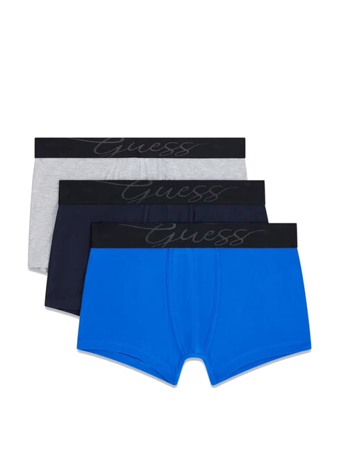 GUESS JOE 3 boxeri multicolori gri atmosferic bleumarin - Slip pentru bărbați