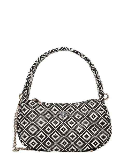 GUESS RIANEE Geantă mini hobo țesută BLACK - Genți femei