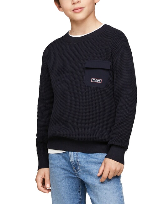 TOMMY HILFIGER TH KIDS Pulover de bumbac cerul deșertului - Pulovere pentru copii