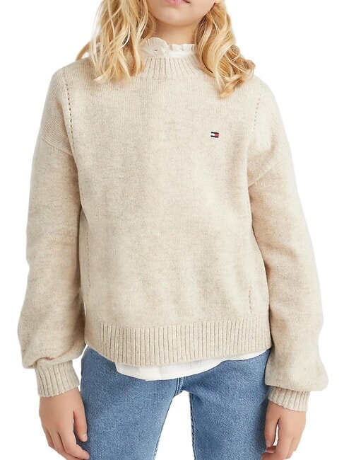 TOMMY HILFIGER TH KIDS Pulover de lână cu guler rotund melanj de merinos - Pulovere pentru copii
