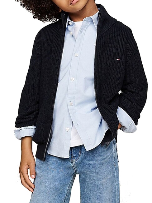 TOMMY HILFIGER TH KIDS Pulover cu fermoar complet cerul deșertului - Pulovere pentru copii