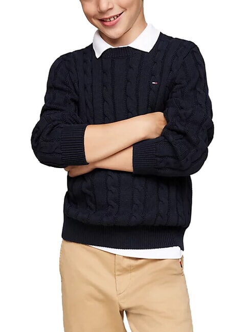 TOMMY HILFIGER TH KIDS Pulover din bumbac pentru bebeluși cerul deșertului - Pulovere pentru copii