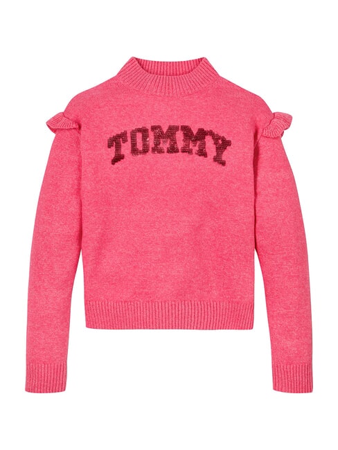 TOMMY HILFIGER TH KIDS Pulover cu guler rotund roz moștenitor - Pulovere pentru copii
