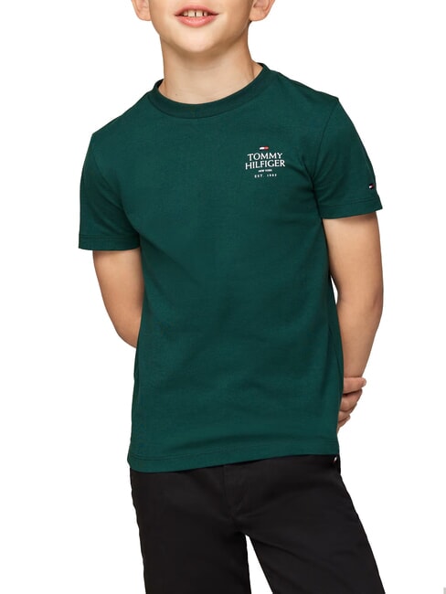 TOMMY HILFIGER TH KIDS Tricou cu mânecă scurtă din bumbac verde ornamental - Tricou copil