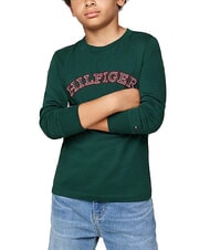 TOMMY HILFIGER TH KIDS Tricou cu mânecă lungă din bumbac verde ornamental - Tricou copil - 1