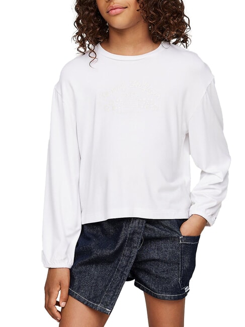 TOMMY HILFIGER TH KIDS Sleeve Tricou cu mânecă lungă alb - Tricou copil