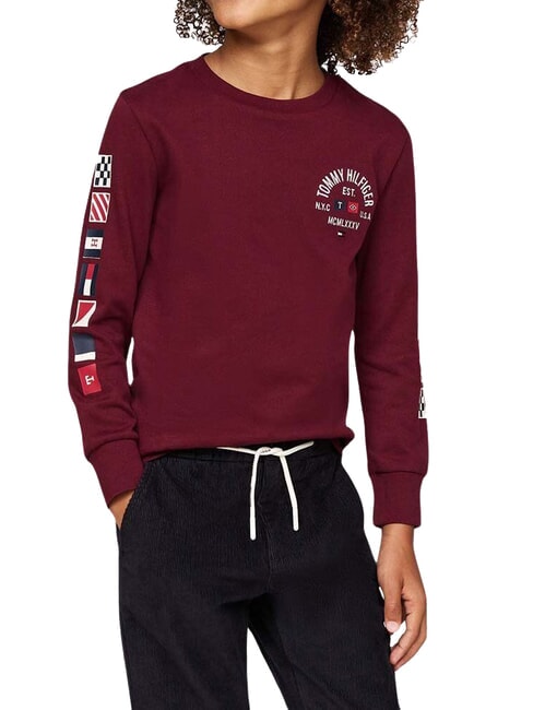 TOMMY HILFIGER TH KIDS Tricou cu mânecă lungă din bumbac roșu intens - Tricou copil