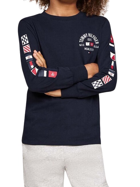 TOMMY HILFIGER TH KIDS Tricou cu mânecă lungă din bumbac cerul deșertului - Tricou copil