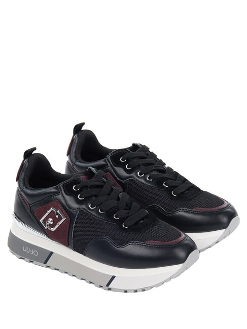 LIUJO MAXI WONDER 01 Teniși din piele și plasă negru/cărămiziu - Pantofi femei