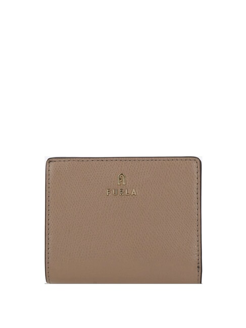 FURLA CAMELIA Portofel compact din piele greige - Portofele femei