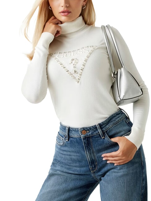 GUESS MELANIE TRIANGLE  Pulover cu guler rotund cremwhi - Pulovere pentru femei