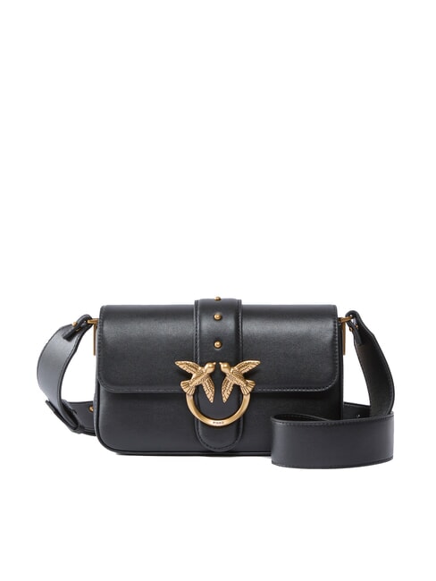 PINKO LOVE ONE SLOUCHY Geantă de umăr mini din piele aur negru-vechi - Genți femei