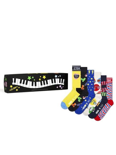 HAPPY SOCKS ELTON JOHN Set cadou de 6 perechi de șosete galben - Șosete pentru bărbați