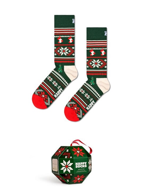 HAPPY SOCKS SNOWFLAKE Set cadou cu 1 pereche de șosete verde închis - Șosete pentru bărbați