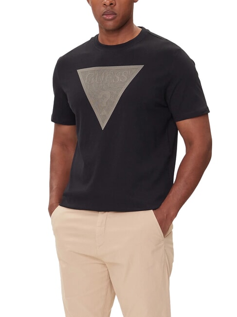 GUESS TRIANGLE LOGO Tricou cu mânecă scurtă, croială regulată jetbla - tricou