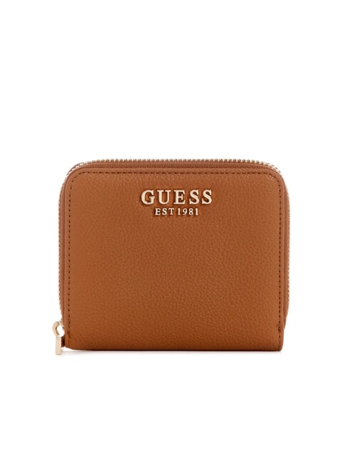 GUESS LAUREL 2 Portofel mic cu fermoar COGNAC - Portofele femei