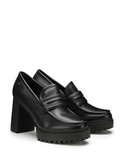 CULT JAGGER 4107 Mocasini din piele cu toc înalt negru - Pantofi femei