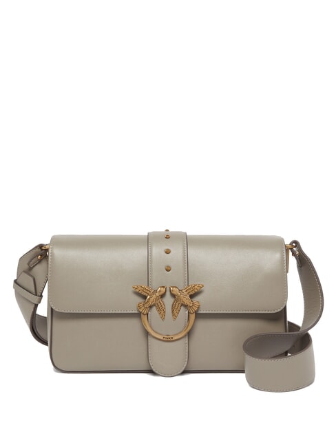 PINKO LOVE ONE CLASSIC SLOUCHY Geantă de umăr din piele nuc-aur antic - Genți femei