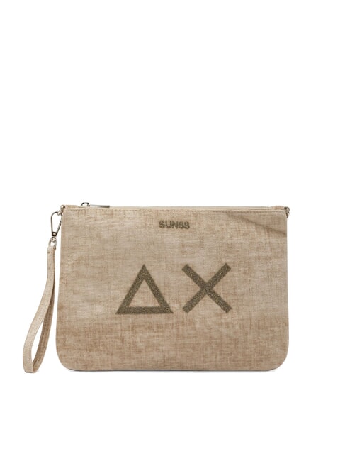 SUN68 VELVET Geantă tip clutch cu poliserină și curea de umăr bej - Genți femei