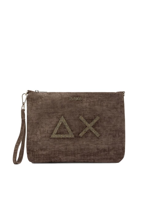 SUN68 VELVET Geantă tip clutch cu poliserină și curea de umăr noroi - Genți femei