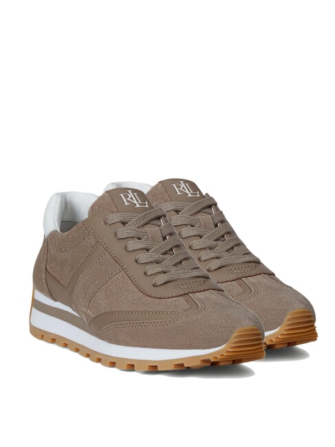 RALPH LAUREN DANI Teniși microperforați din piele întoarsă gri-maro/gri-maro/alb - Pantofi femei