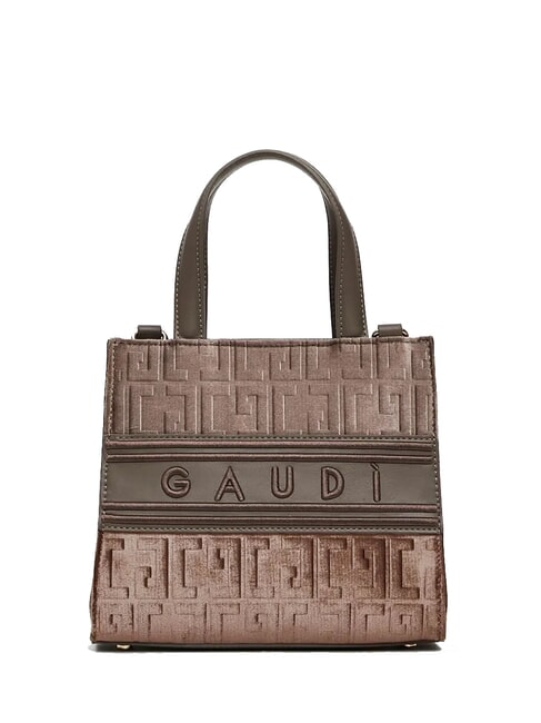 GAUDÌ ADA VELUR S Geantă mică cu inserții de catifea taupe - Genți femei