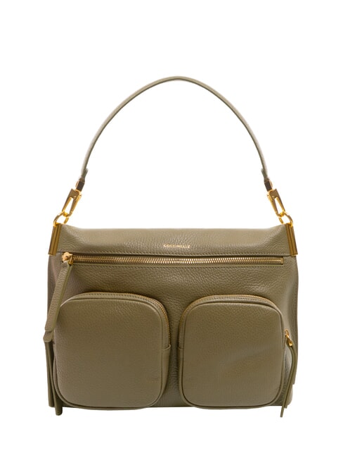 COCCINELLE HYLE Geantă medie din piele cu dublă funcție verde laur - Genți femei